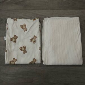 Baby Blankets Cream and Brown Teddy Print